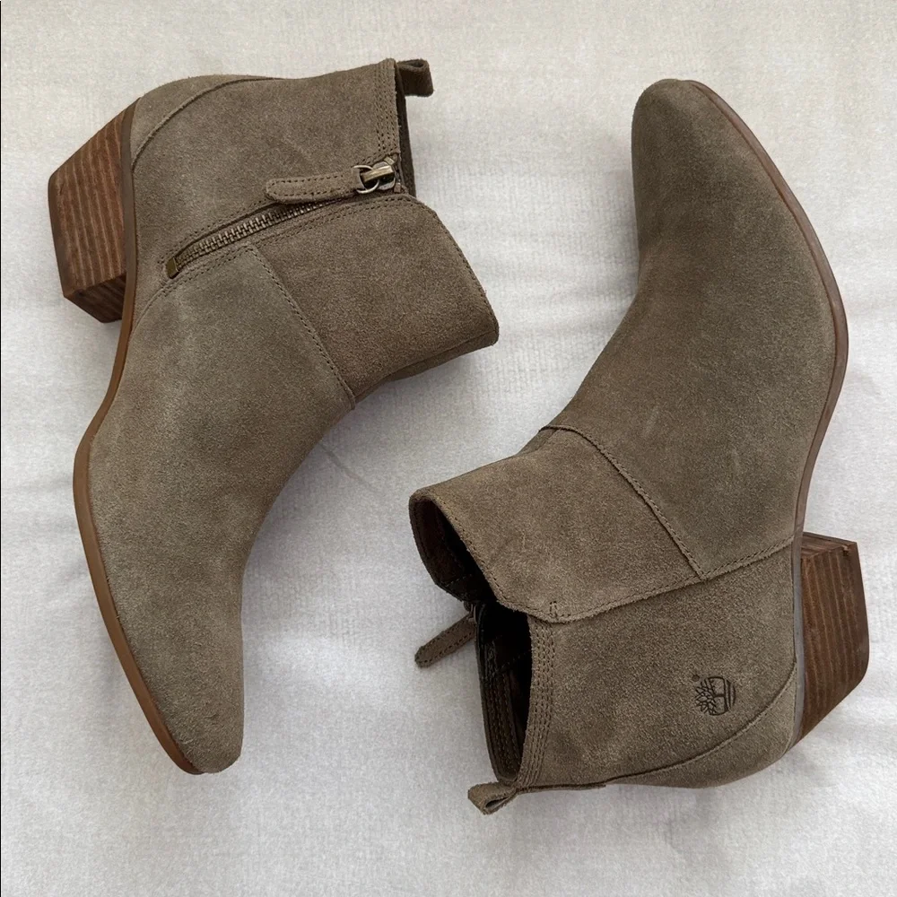 Timberland khaki suede ankle boots Ortholite Insole Side Zipper